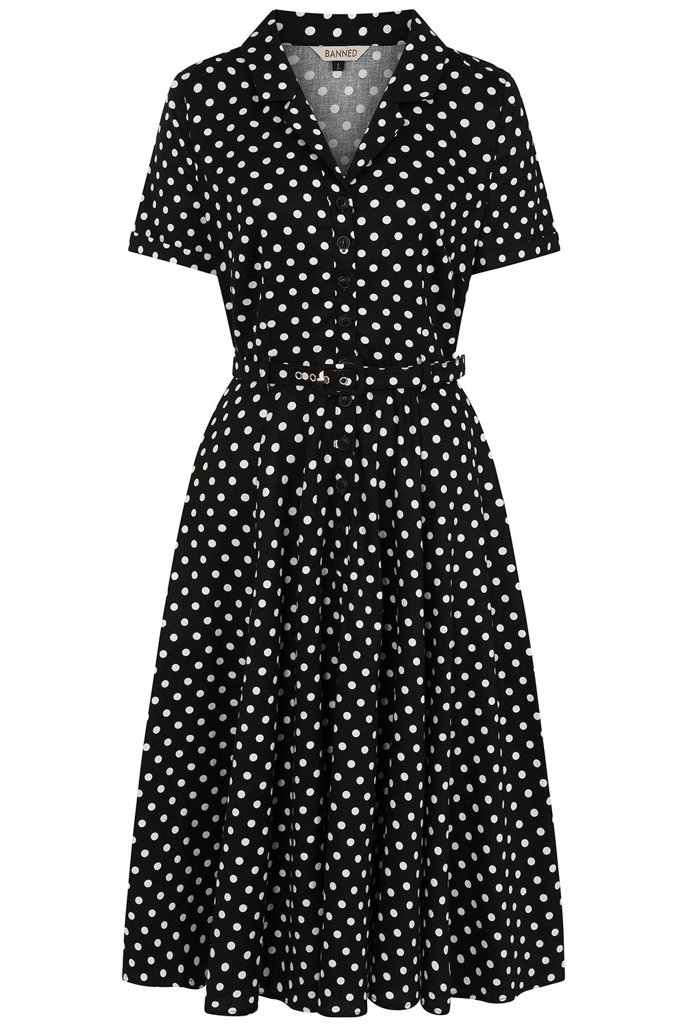 Banned Retro 50s Bella Polka Dot Swing Full Circle Dress-Black