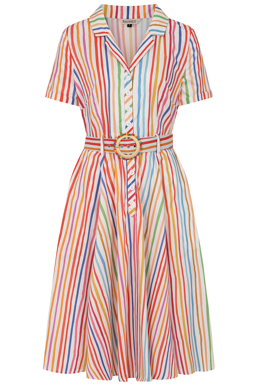 Banned Retro 50s Bella Multi Stripe Swing Full Circle Dress-Multicolor