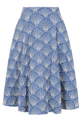 1950's Banned Retro Annie Sea Shell Skirt-Blue
