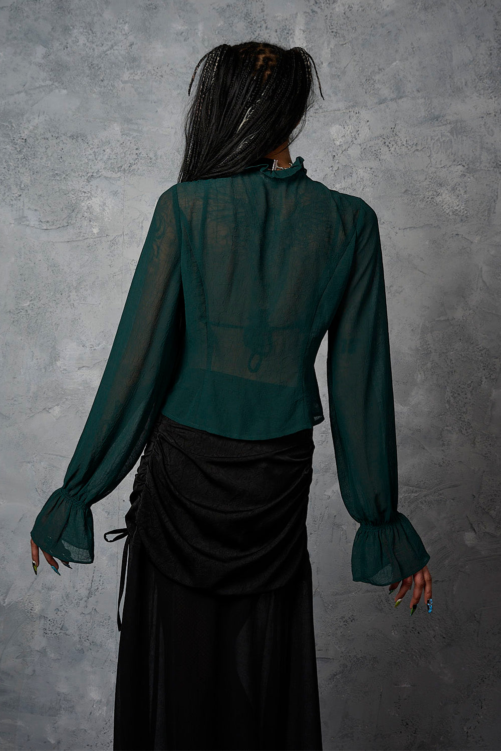 Banned Retro Moonlit Romance Transparente Bluse