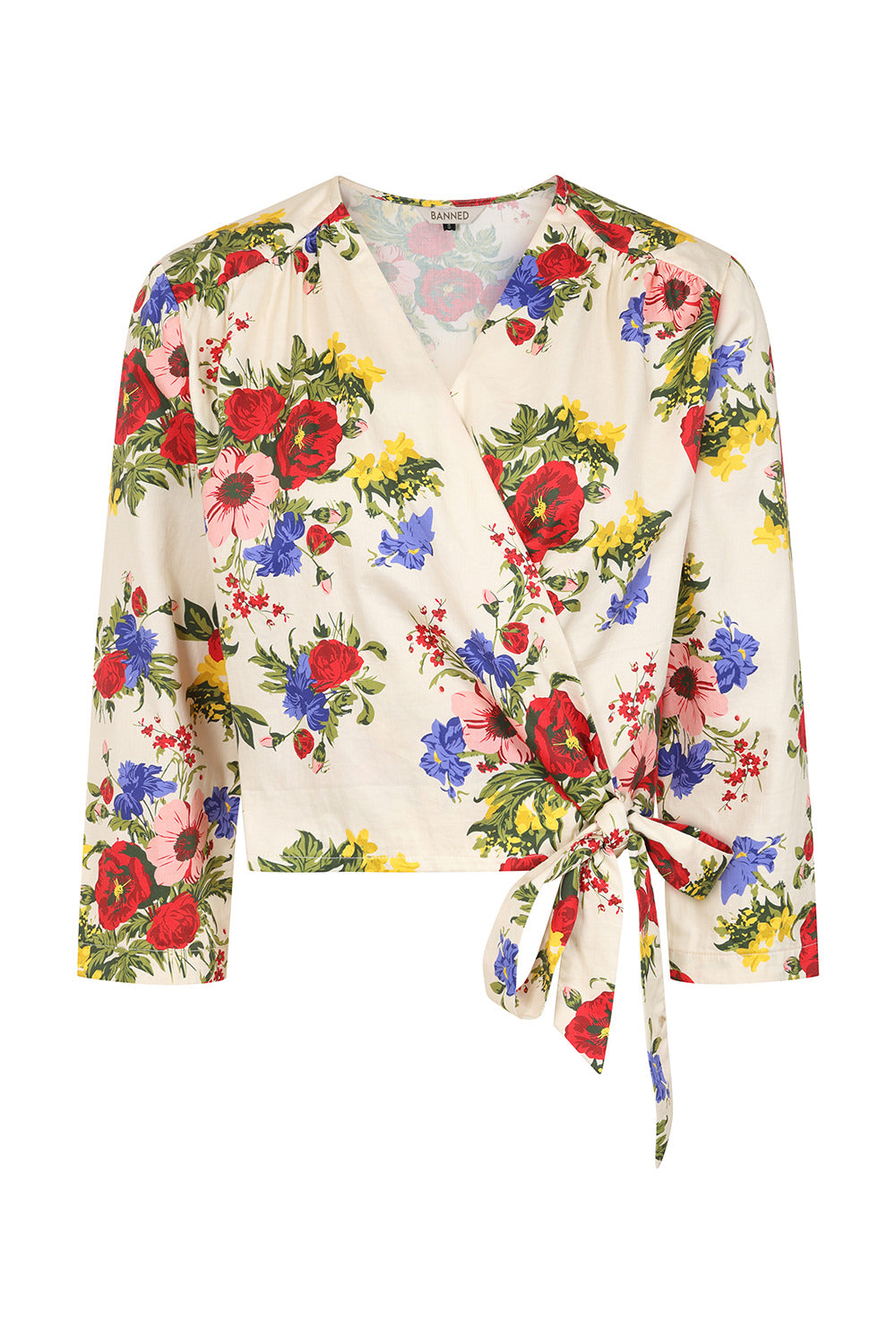 Banned Retro 40s Gracie 40s Floral Serenade Blouse-Cream