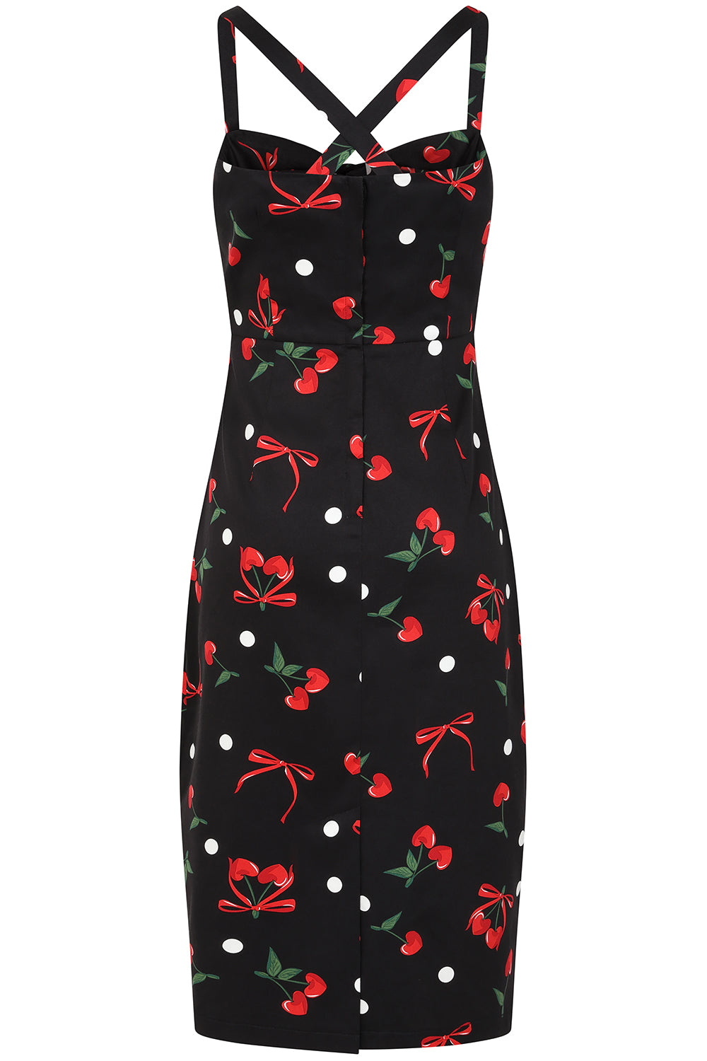 Banned Retro 50s Tullia Cherries And Bows Pencil Dress-Black