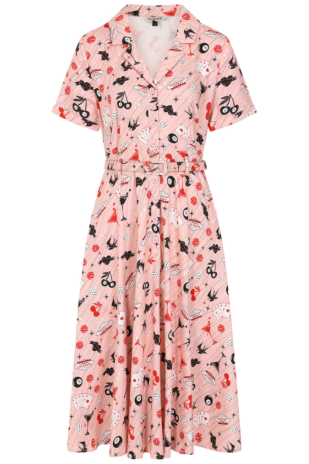Banned Retro 50s Bella Viva Las Vegas Swing Dress-Pink