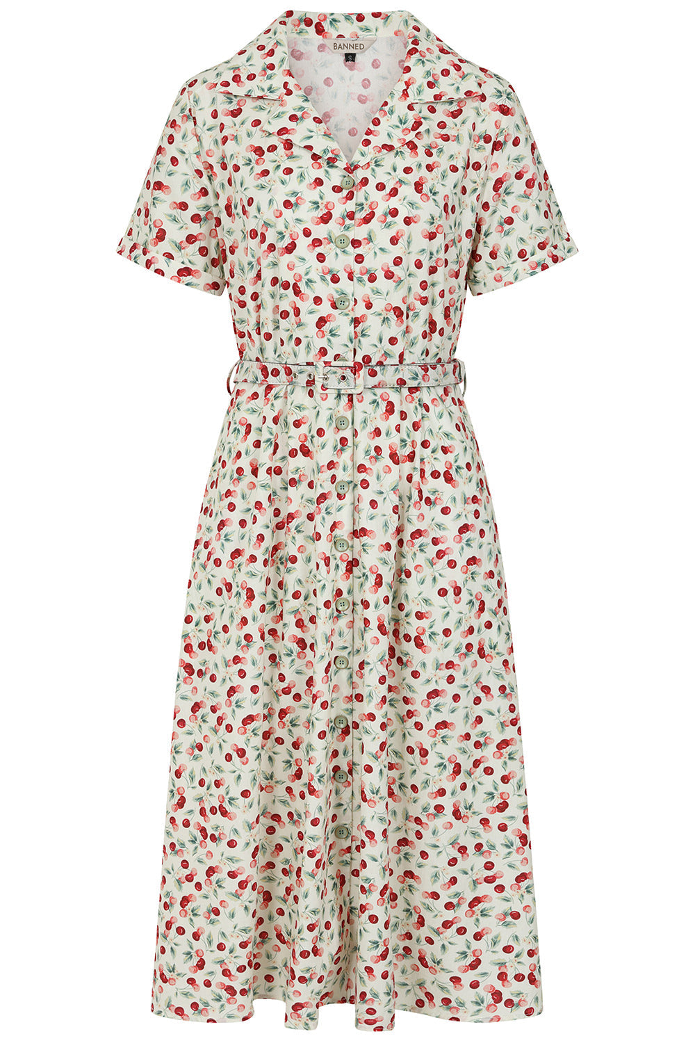 Banned Retro 40s Kate Cherry Dress-Cream