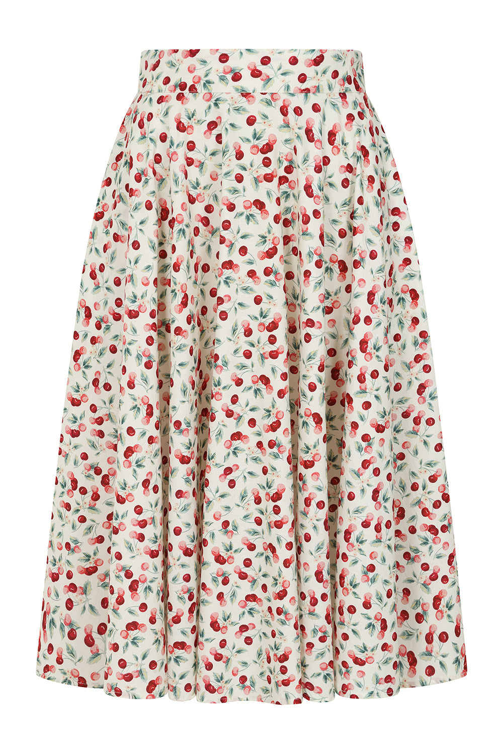 1950's Banned Retro Cary Cherry Skirt-Cream