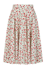 1950's Banned Retro Cary Cherry Skirt-Cream