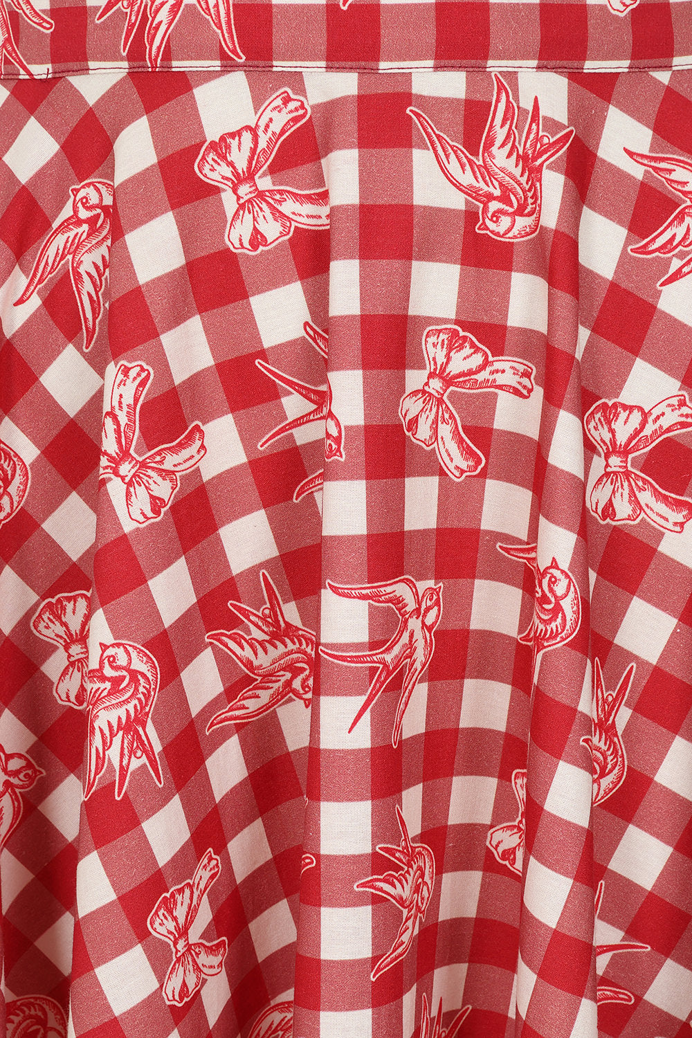 1950's Banned Retro Cary Check And Bow Skirt-Red