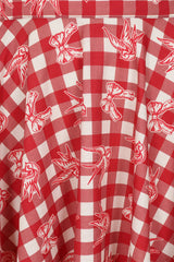 1950's Banned Retro Cary Check And Bow Skirt-Red