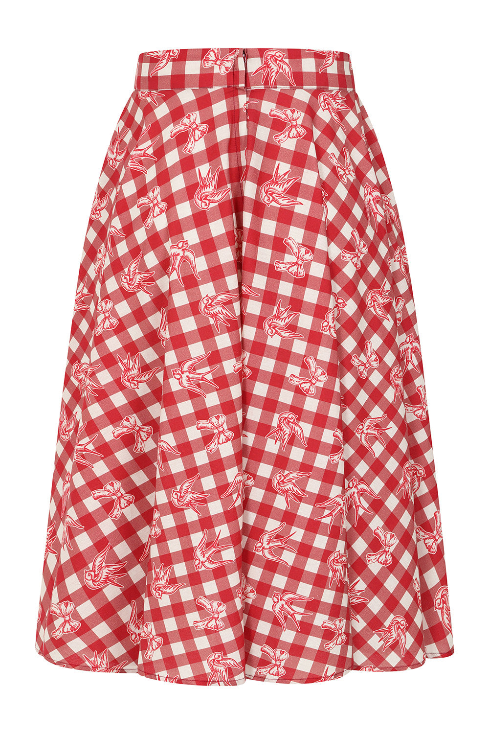1950's Banned Retro Cary Check And Bow Skirt-Red