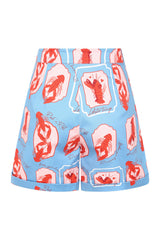 Banned Retro 50's June Lobster Love Shorts-Blue