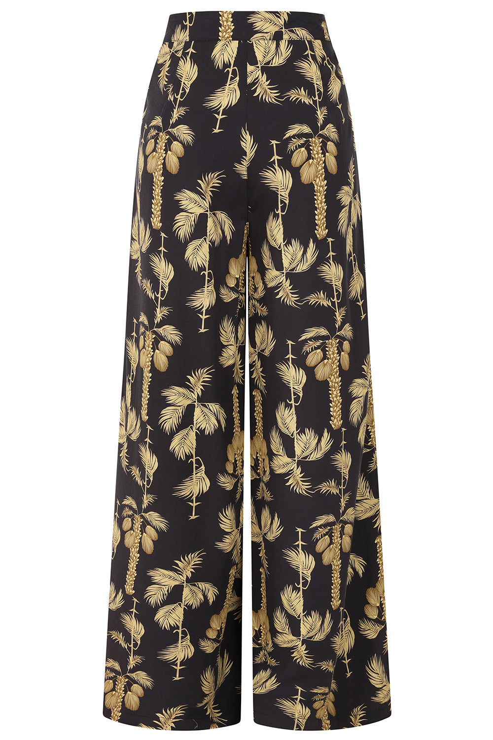 Banned Retro 40s Elizabeth Palazzo Golden Hour Palm Trousers-Black
