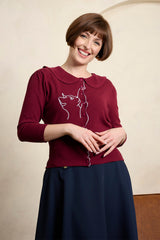 Banned Retro Cat Scalloped Collar Cardigan