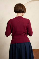 Banned Retro Cardigan mit gewelltem Kragen und Katzenmotiv