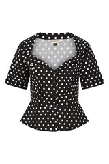Banned Retro Marion Polka Dot Blouse And-Black