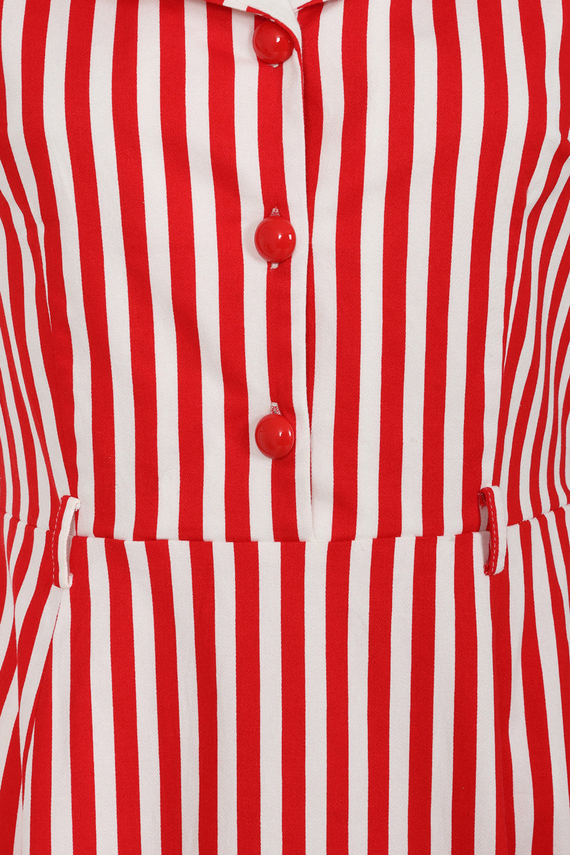 Banned Retro 50s Genevieve Swing Striped Dress-Red
