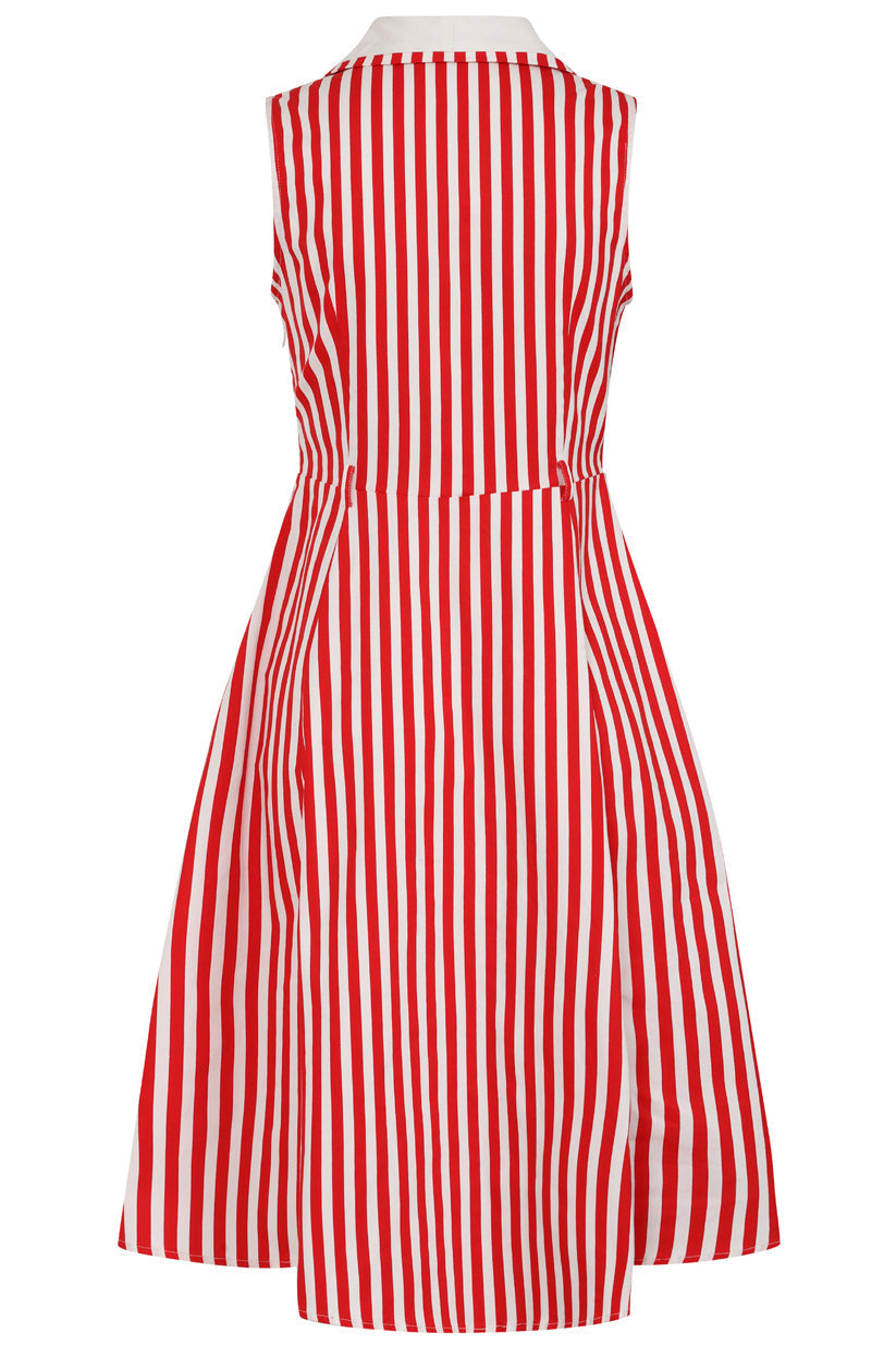 Banned Retro 50s Genevieve Swing Striped Dress-Red