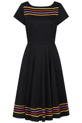 Banned Retro 50s Carmen Full Skirt Swing Dress-Black