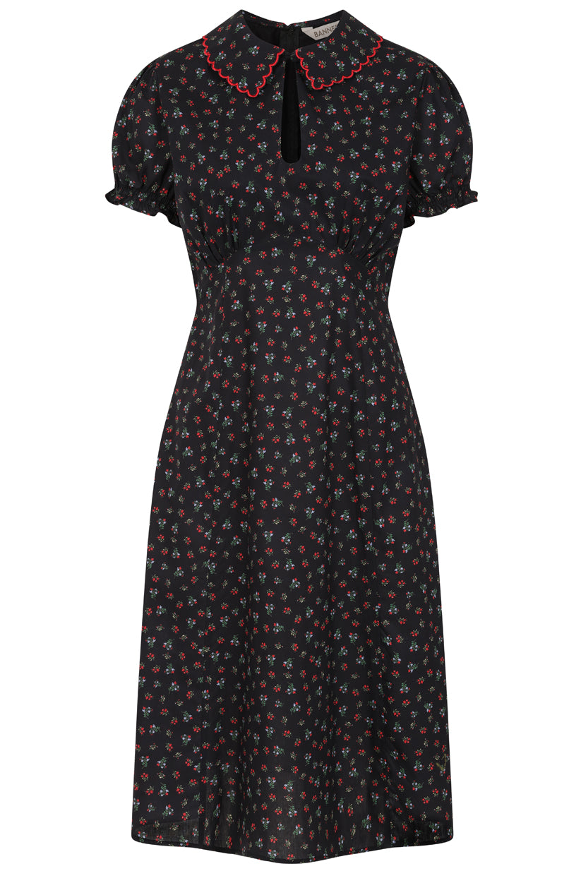 Banned Retro 40s June Flower Dress-Black