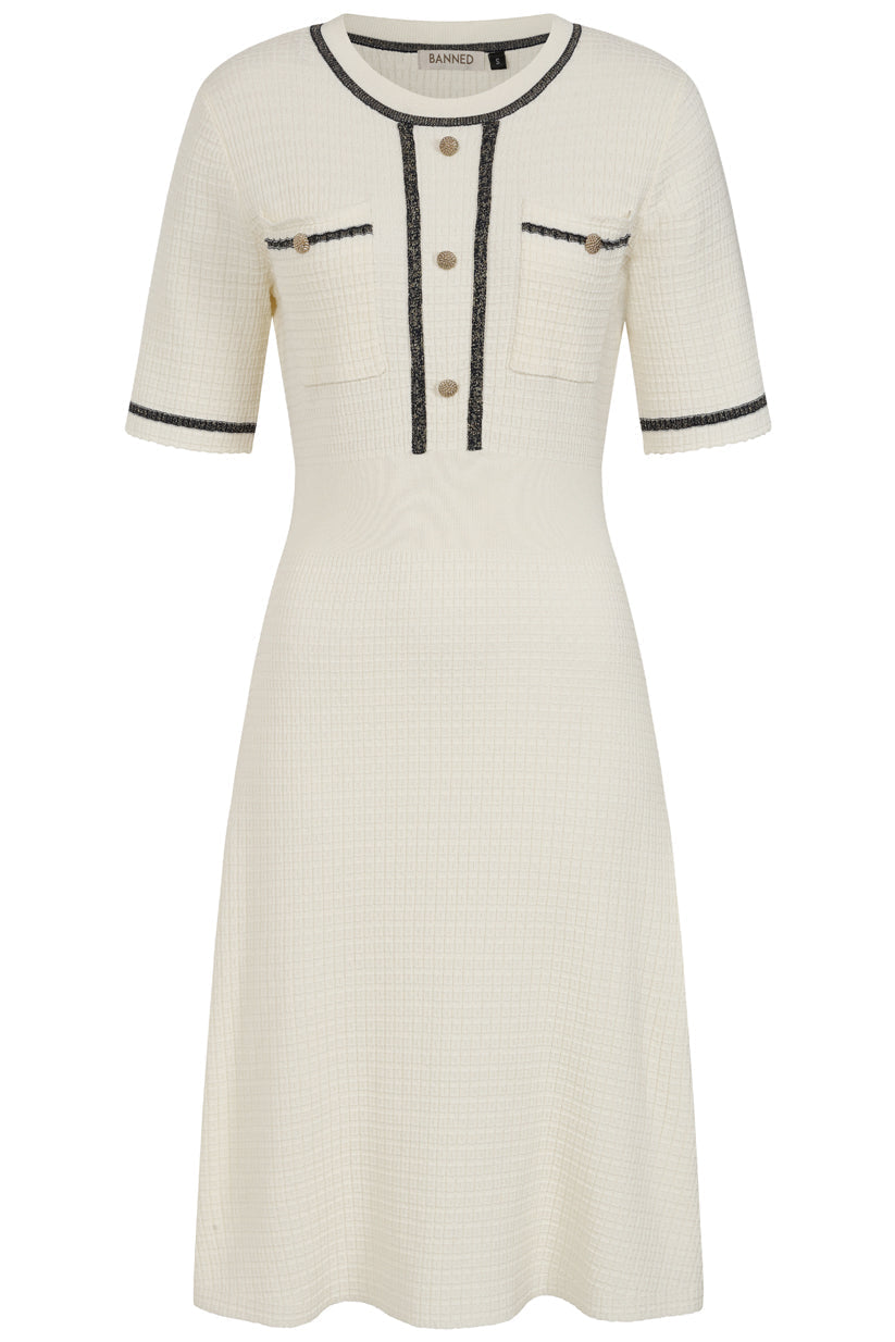Banned Retro 40s Davina Knit Dress-Cream