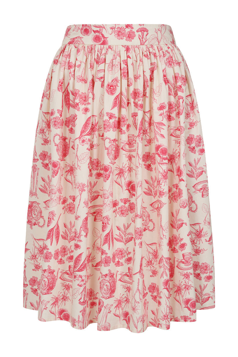 Banned Retro 50s Rosie Circle Floral Tea Swing Skirt-Cream