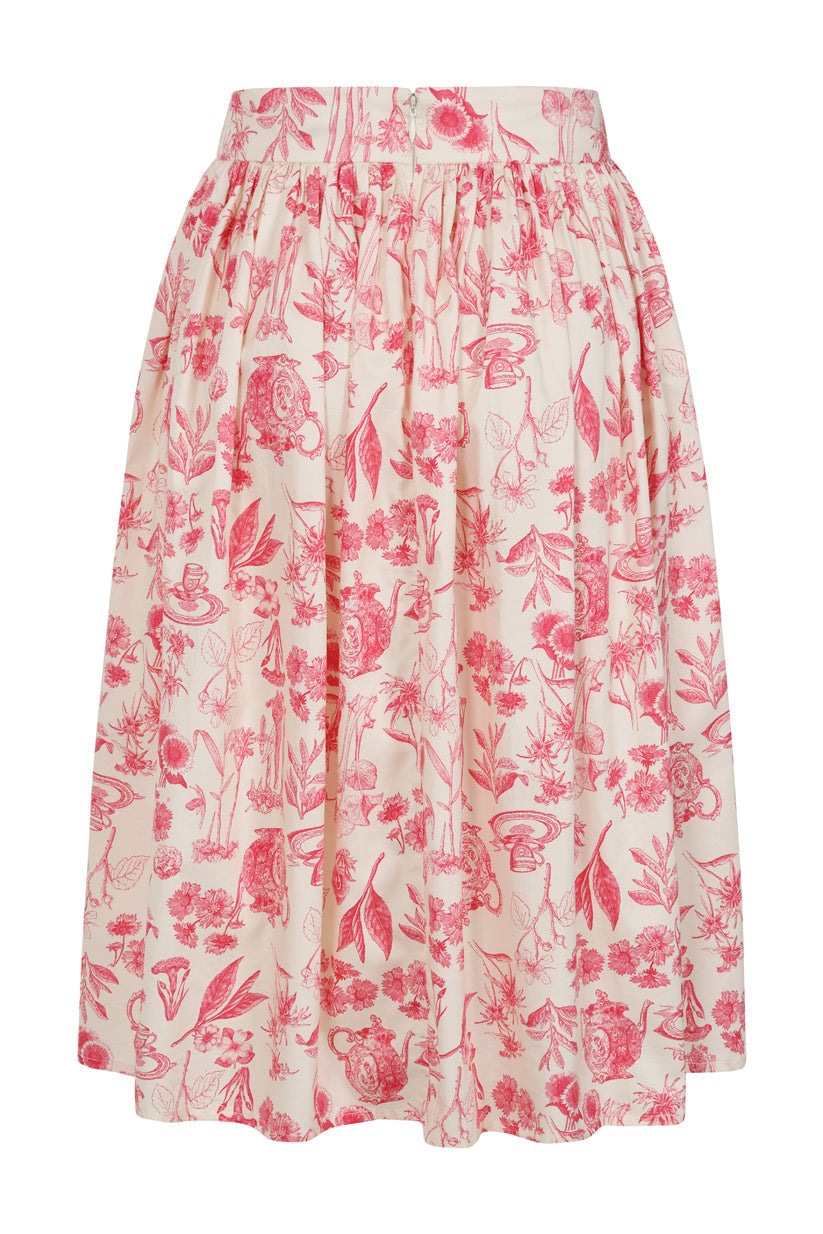 Banned Retro 50s Rosie Circle Floral Tea Swing Skirt-Cream