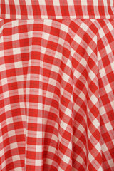 1950's Banned Retro Cary Picnic Check Skirt-Red