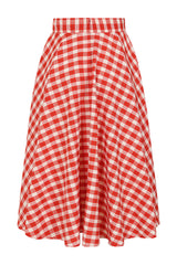 1950's Banned Retro Cary Picnic Check Skirt-Red
