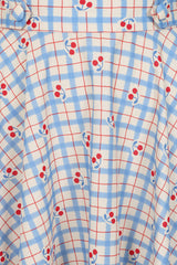 1950's Banned Retro Annie Cherry Check Skirt-Blue
