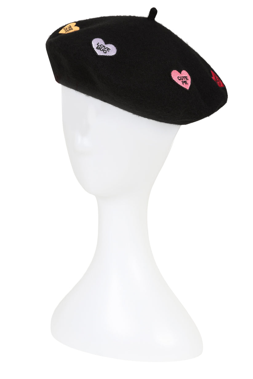 Banned Retro Ruby Love Hearts Beret