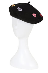 Banned Retro Ruby Love Hearts Baskenmütze
