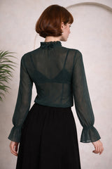 Banned Retro Moonlit Romance Transparente Bluse