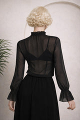 Banned Retro Moonlit Romance Transparente Bluse