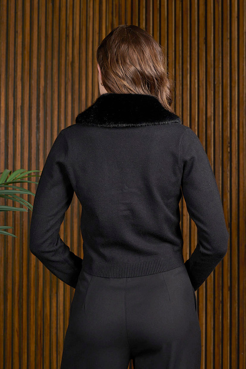 Banned Retro Sonia Faux Fur Cardigan
