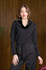 Banned Retro Sonia Faux Fur Cardigan