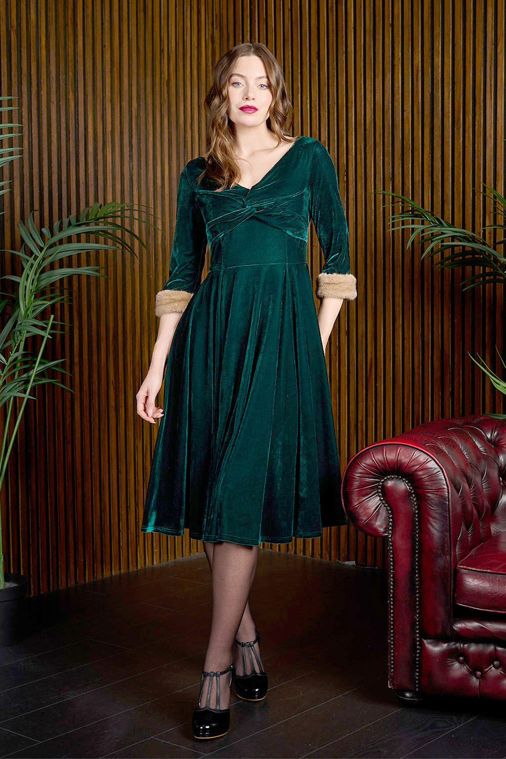 Banned Retro Nina Velvet Swing Dress