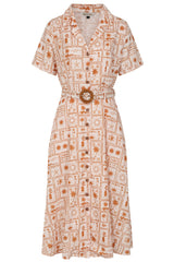Banned Retro 40s Kate Tonal Tropic Dress-Brown