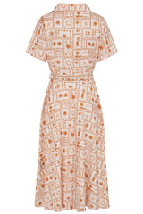 Banned Retro 40s Kate Tonal Tropic Dress-Brown