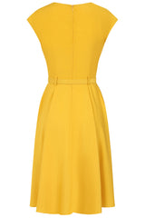Banned Retro 40s Holly Flared Dress-Yellow