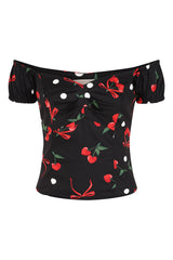Banned Retro 50s Babe Cherries And Bows Top-Black