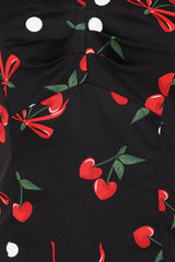 Banned Retro 50s Babe Cherries And Bows Top-Black