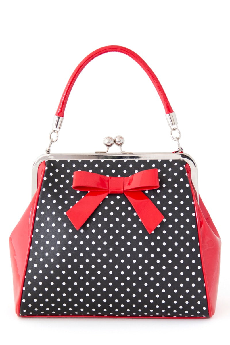 Banned Retro 1950's Polka Starr Frances Black Handbag