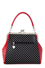 Banned Retro 1950's Polka Starr Frances Black Handbag