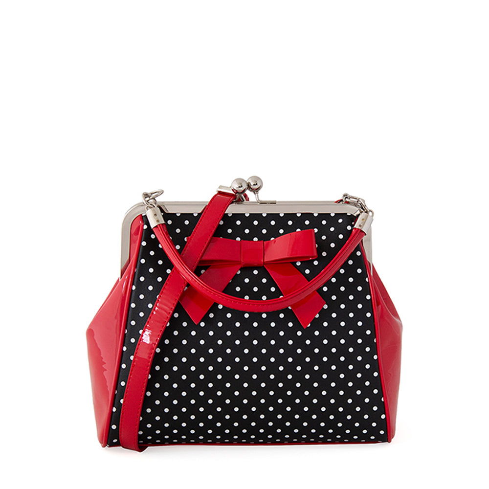 Banned Retro 1950's Polka Starr Frances Black Handbag
