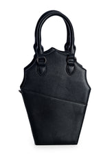BANNED Ghoul Coffin Red Bag | Shimmer Quilted Gothic Handbag with Spider Web-Black-One Size-EU
