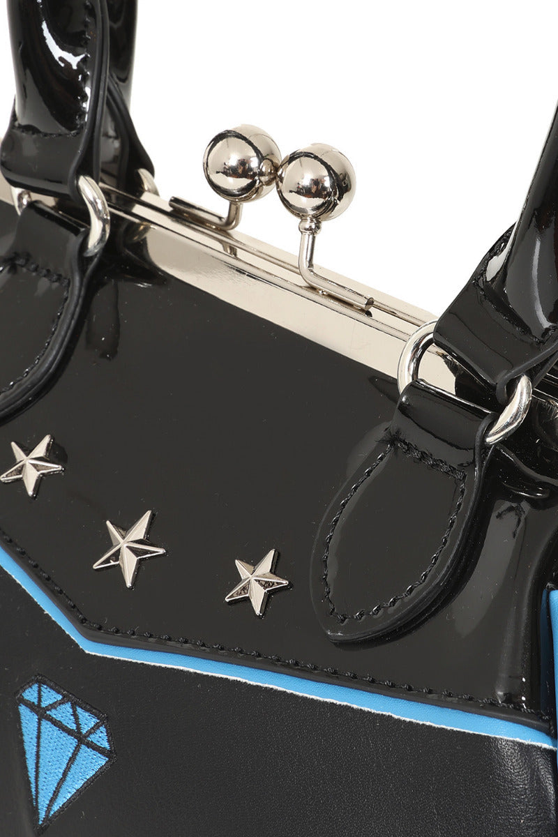 BANNED The Swallows Return Lacquer Handbag | Rockabilly Embroidered Style-Black-One Size-EU