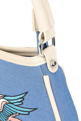 BANNED Marilou Swallow Denim Handbag | Rockabilly Embroidered Style-Blue-One Size-EU