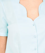 Banned Retro 1950's Make Melodies Scallop Vintage Blouse Mint Green