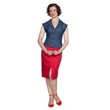 Banned Retro 1950's Sweet Sail Denim Rita Vintage Blouse Blue
