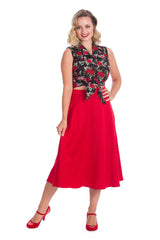 Banned Retro 1940's Strawberry Red Swing Skirt