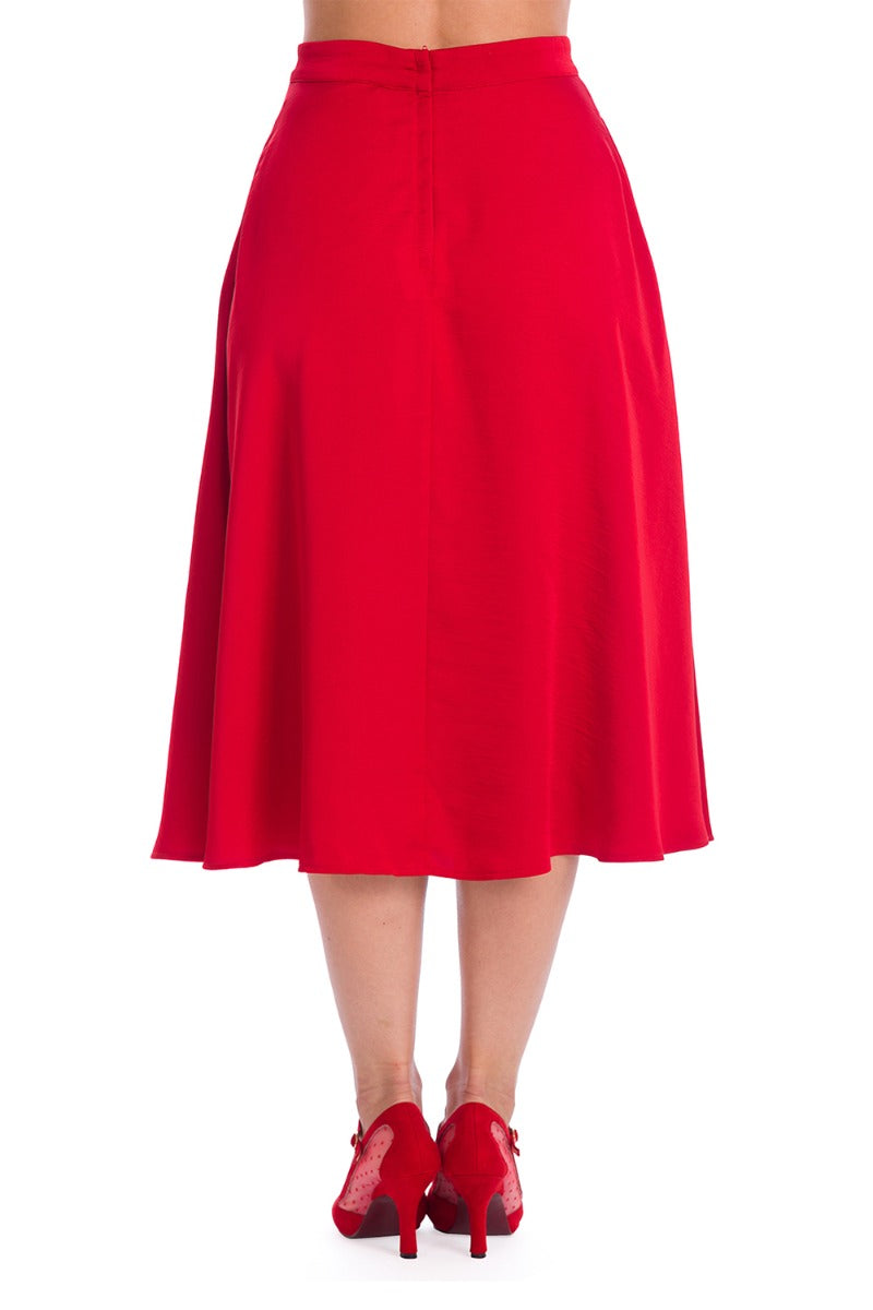 Banned Retro 1940's Strawberry Red Swing Skirt